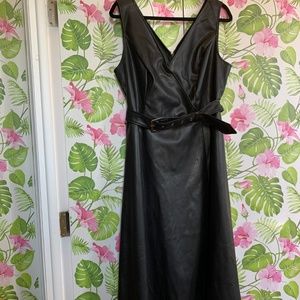 Faux leather Eloquii belted midi wrap dress